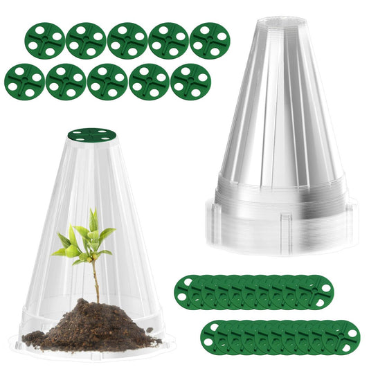 Webuys Garden Cloches for Plants, 30 Pack Garden Cloche with Rotary Vent, Reusable Bell Plant Covers, Plant Cloche Protectors from Animals Snails Birds Chickens, 7.9" H X 6.7" D (Transparent)