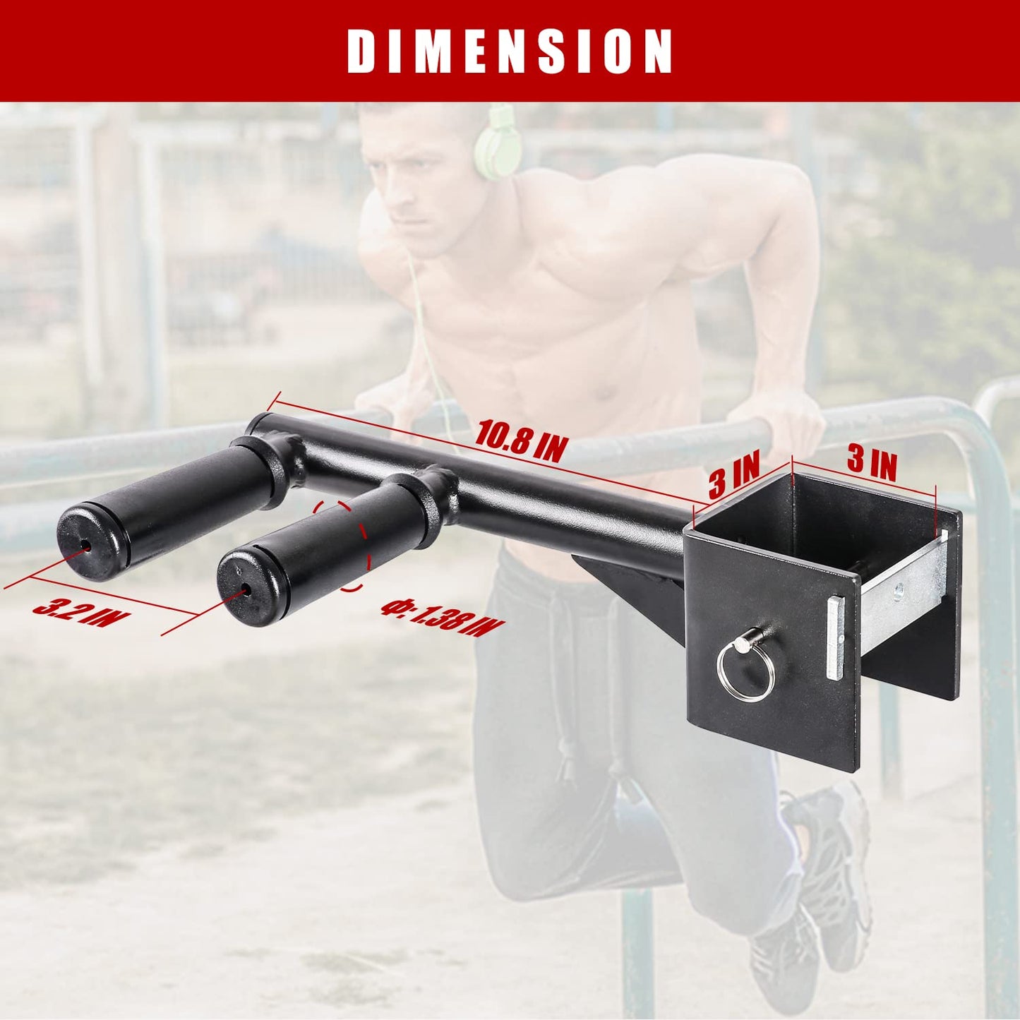 SYL Fitness Dip Bar Attachments for 2" x 2"" or 3"" x 3"" Power Rack - Narrow & Wide Dips Double Handles (Patent Pending) (For 3"" x 3"" Rack)"
