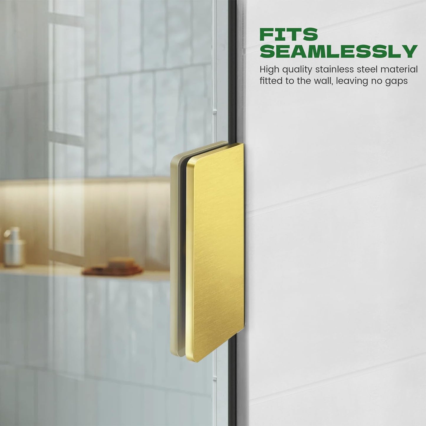 Shower Glass Panel 36" W ×78" H Fixed Frameless Shower Door in Brushed Gold 5/16"(8mm) Thick Clear Tempered Glass Panel with Clamps Bathroom Screen for Walk in Shower