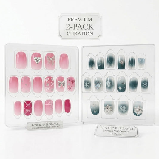 Kcraft Korean Press On Nails – Rose Pink Glossy Fake Nails, 16 Tips K-Beauty Style, Reusable Short Nail Tips with Prep Pads, Wood Stick & File, Easy Apply Nail Kit, Natural K-Pop Manicure (Blue, 2)