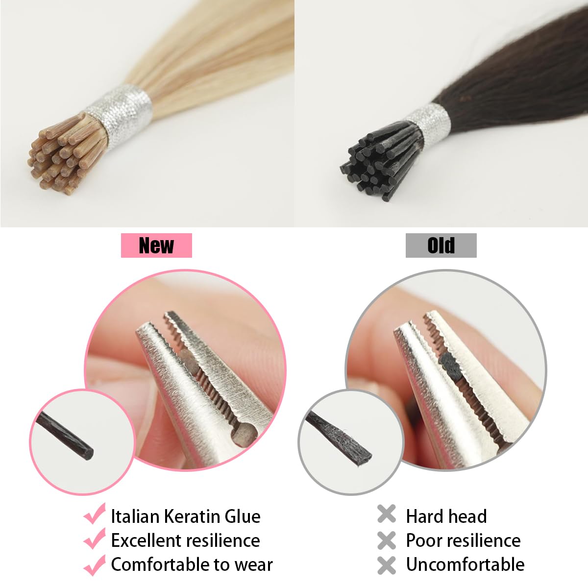 Senmy Itip Hair Extensions Real Human Hair Dark Brown Ombre to Ash Brown Highlight Fushion itips Hair Extensions 18inch Human Hair I Tip Extensions 50g Real Human Hair Extensions