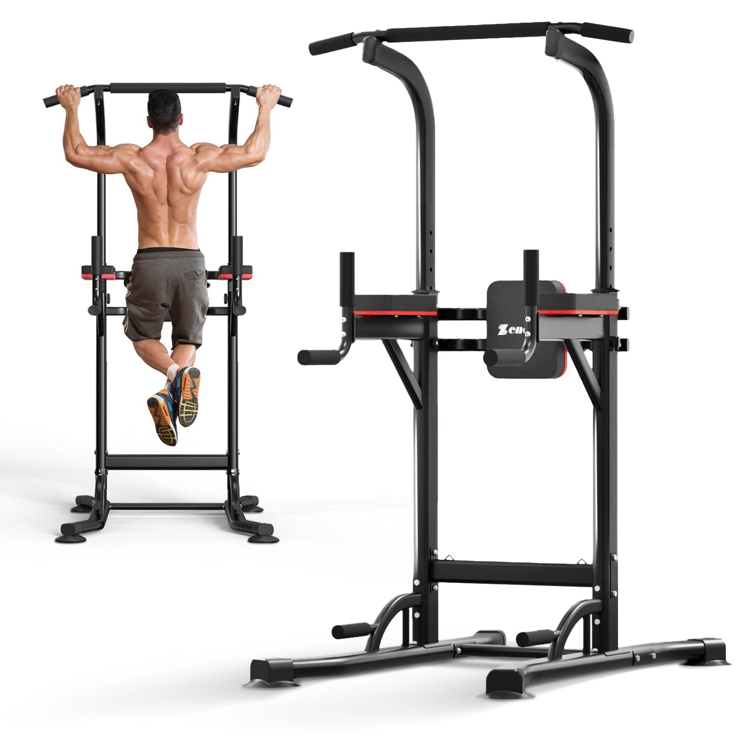 ZENOVA Pull Up Bar Power Tower Dip Bar Pull Up Stand Dip Station Multi-Function Workout Station Fitness Equipment Home Gym Machine