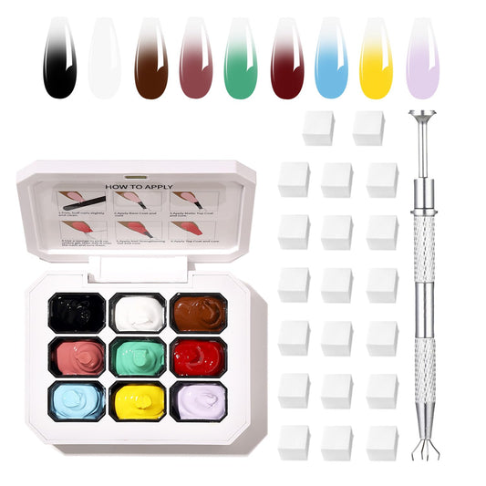 AOBOO Ombre Gel Polish Nail Sponges for Ombre 9 Series Colorful Blush Effect Pat Painting Gradient Blooming gel ombre & pat paint for nails Multistyle French Manicure Nail Art DIY Home (A7, 1)