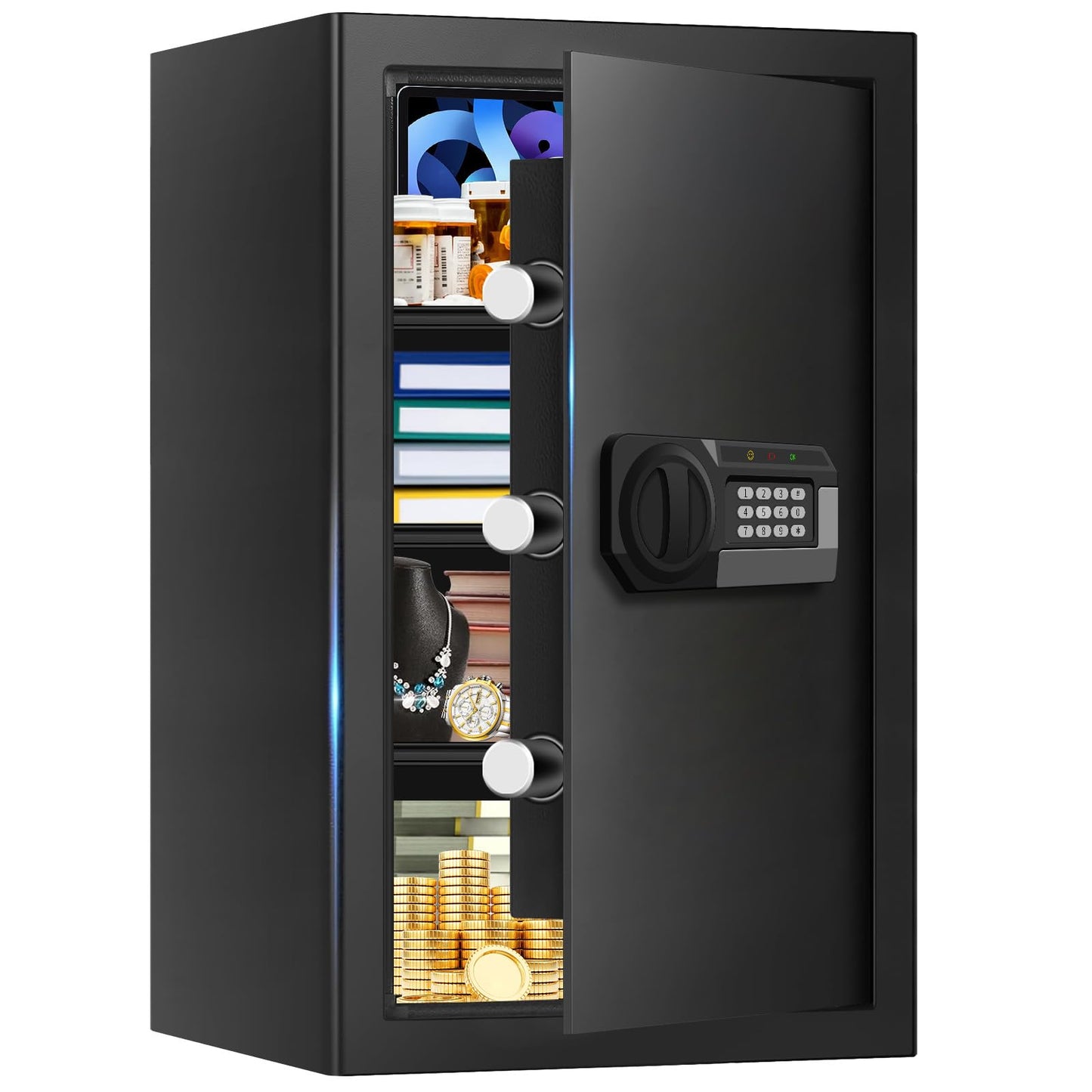5.2 Cuft Large Home Safes Water and Fireproof, Fire Proof Safe for Home Use with Removable Shelves, Alarm System and Mute Function, Anti-Theft Safes for Home Use Fire and Water Proof for Document