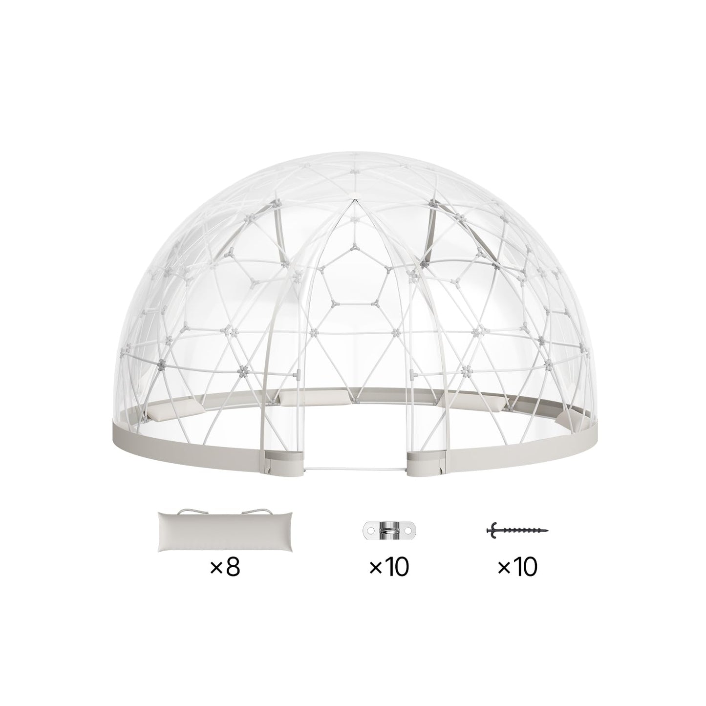 VEVOR Garden Dome Tent, 12 x 7.2 ft Clear Bubble Tent House for 4-7 Person, Waterproof PVC Geodesic Dome Greenhouse with Ventilated Window, Outdoor Igloo Tents for Patio Backyard Party Camping