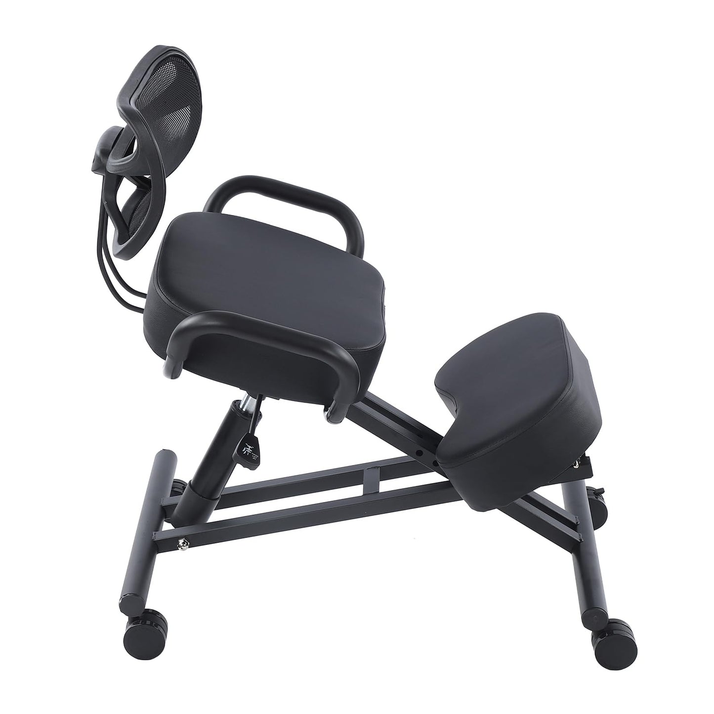Ergonomic Kneeling Chair, Adjustable Posture Corrector Stool with Mesh Back Support and Thick Cushions for Home Office Desk, Black