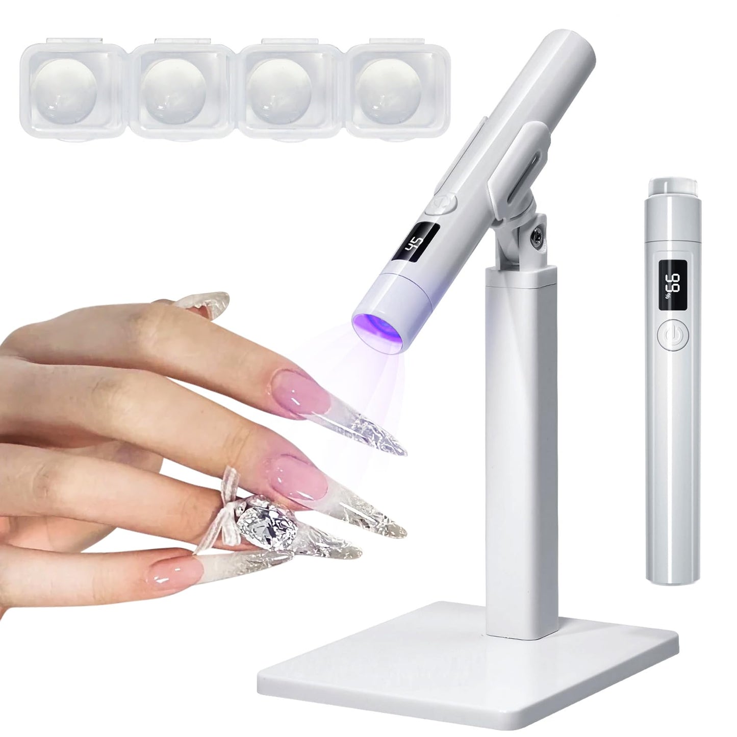 Mini UV Light for Nails,Portable Small Handheld UV Light for Gel Nail,Cordless Rechargeable Flash Cure Lamp,Squish Pen Gel Lamp with Stand for Home/Manicure/Salon,Nail Supplies/Tools/Accessories