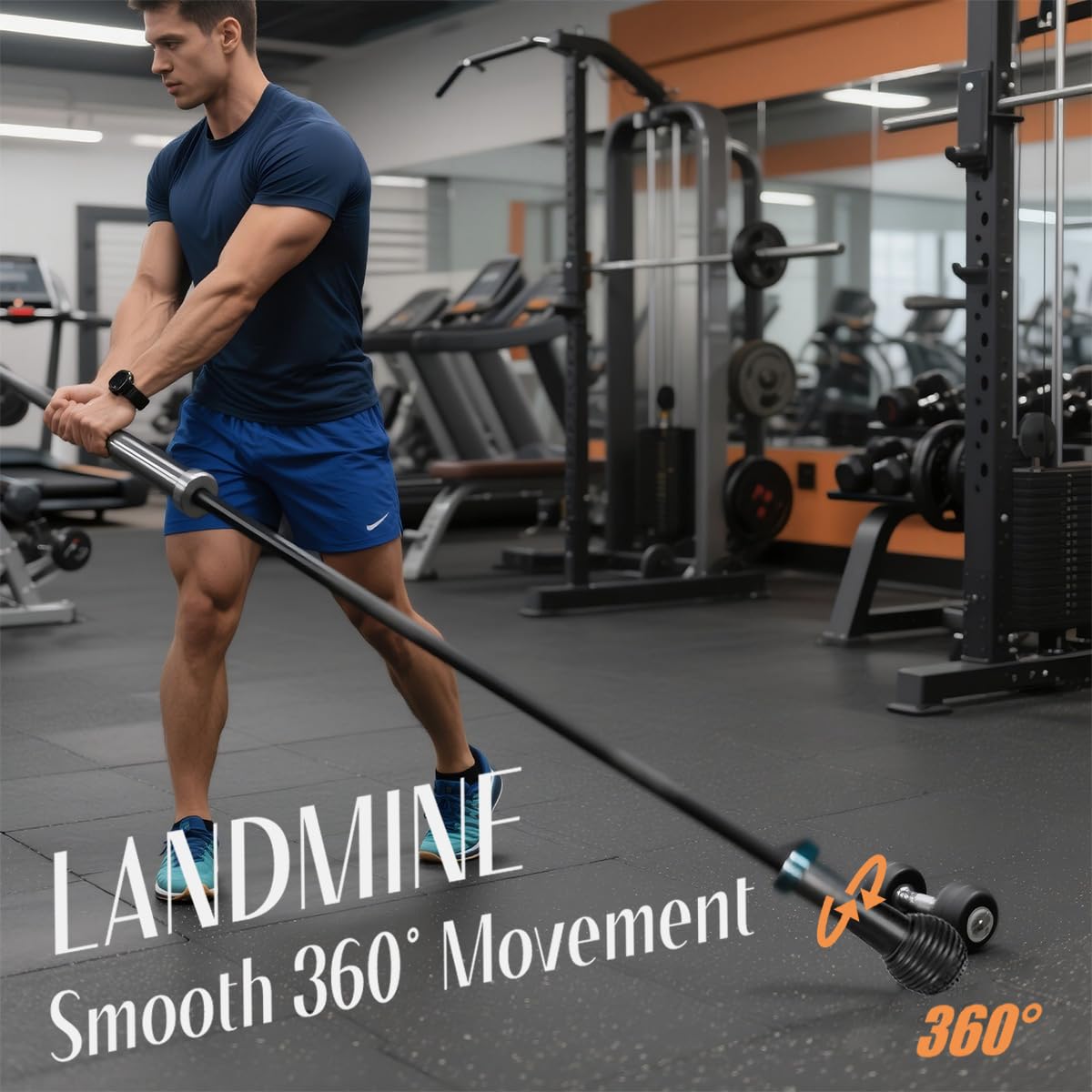 SerniaXin Landmine Attachment for Barbell, 360° Rotation for Row, Split Squat, Press in Home Gym, Natural Rubber 2" Olympic Bar Fit (1)"