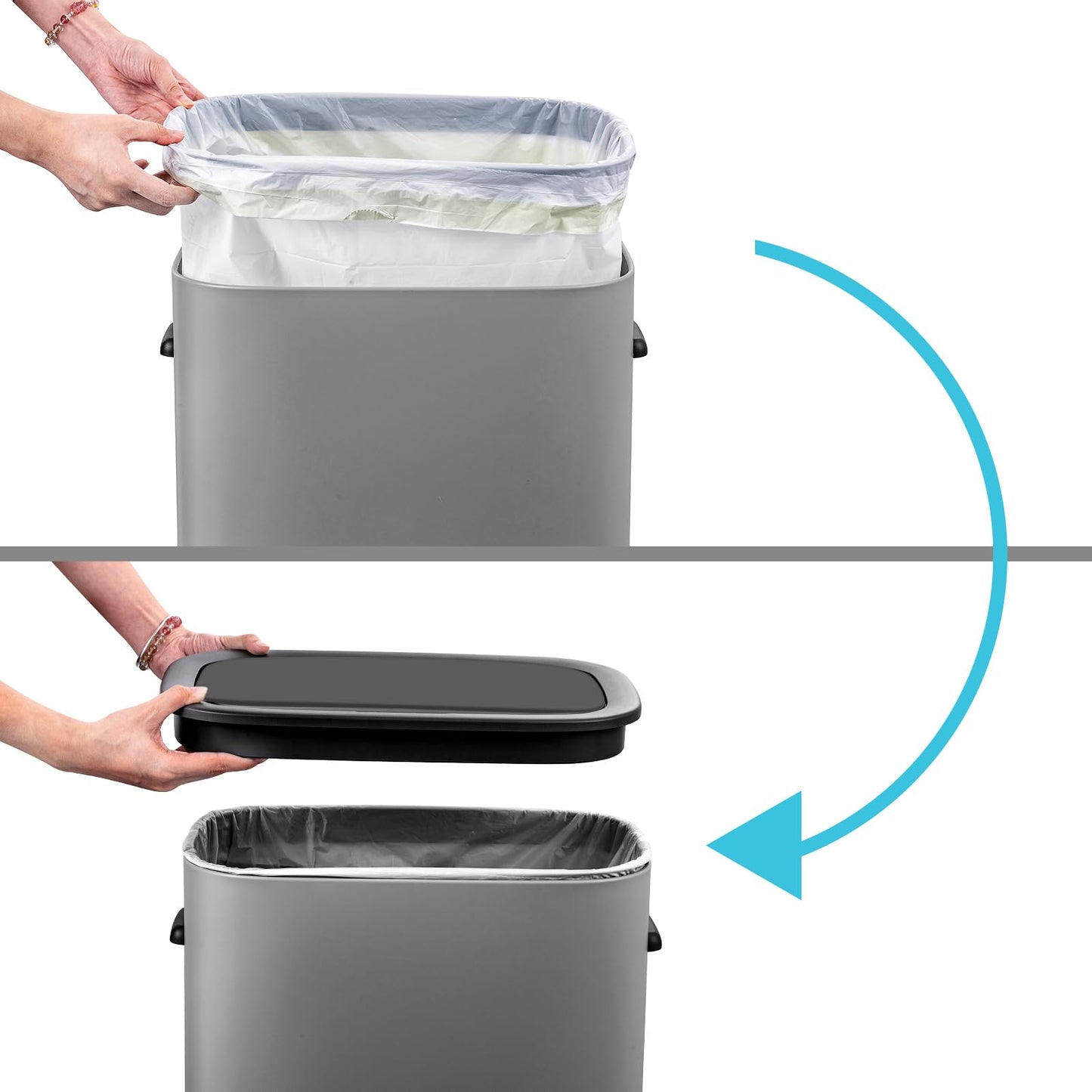 PrecisionAuto 14.5 Gal/55L Motion Sensor Trash Can, Touchless Automatic Garbage Bin with Soft-Close Lid & Handle, Rectangular Waste Basket for Kitchen, Bathroom, Bedroom, White(No Inner Bucket)