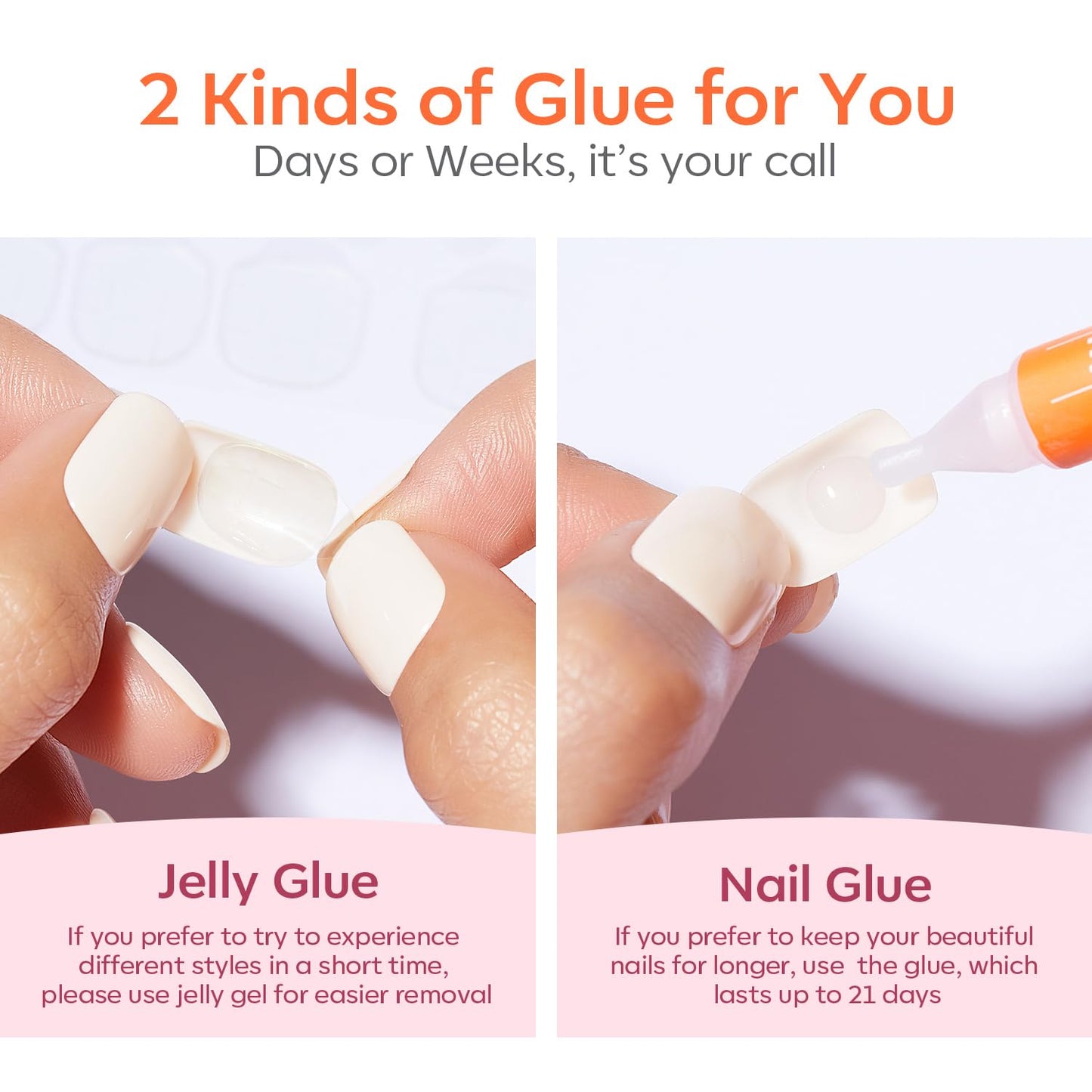 Modelones Press on Nails Short, Oval Spring Fake Nails, Reusable Nail Kit with Nail Glue Adhesive Tabs Mini Nail File, Nails Press Ons 32Pcs 16Sizes, Women Girl Gift, Pink Ombre