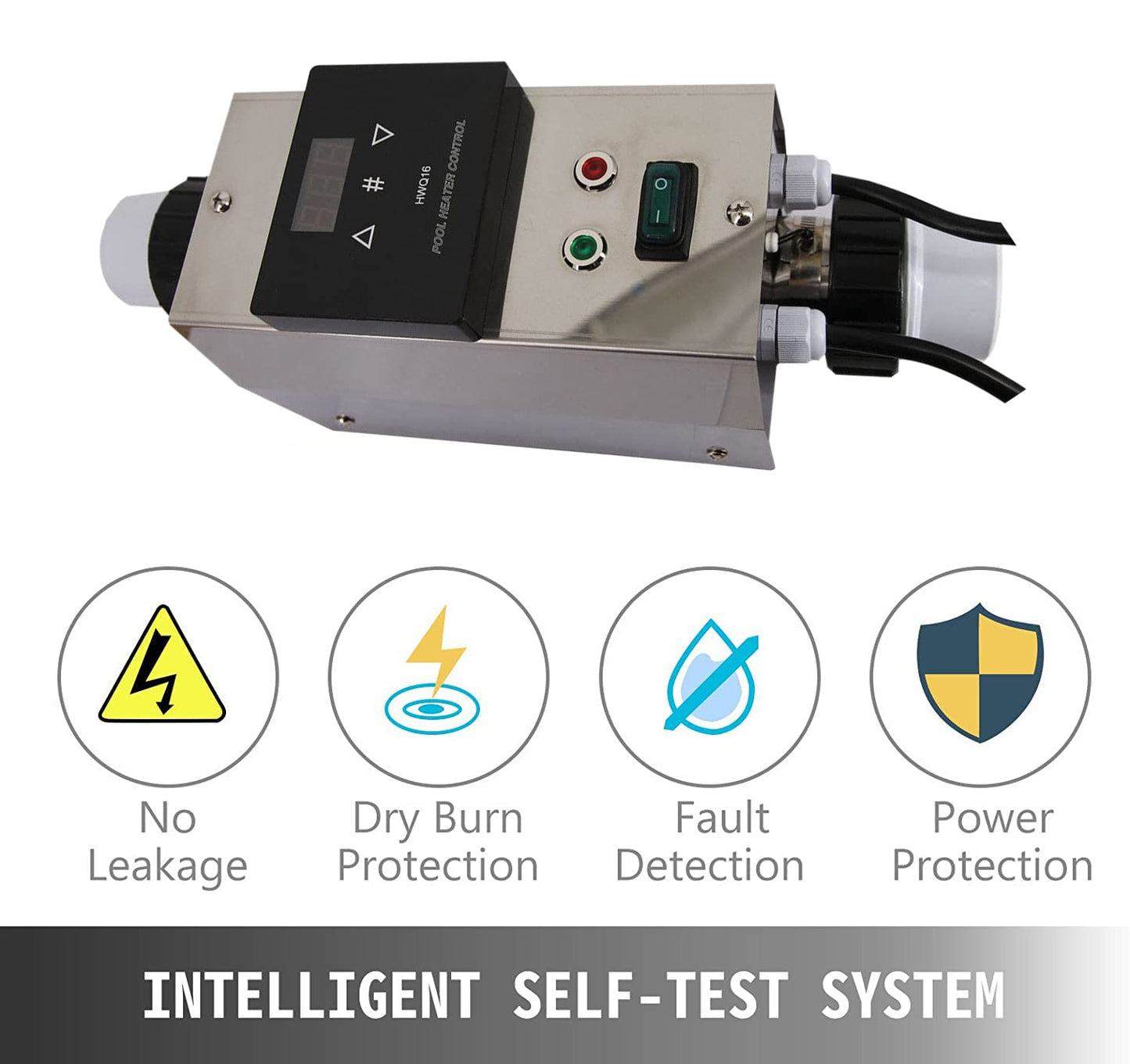 Electric Pool Heater Built-in Circulating Pump Control System,Not Affected by Ambient Temperature for Swimming Pools, SPA Bathtubs,up to 2000gallons, Max Output 14000BTU/hr,110V/60Hz No Power Plug