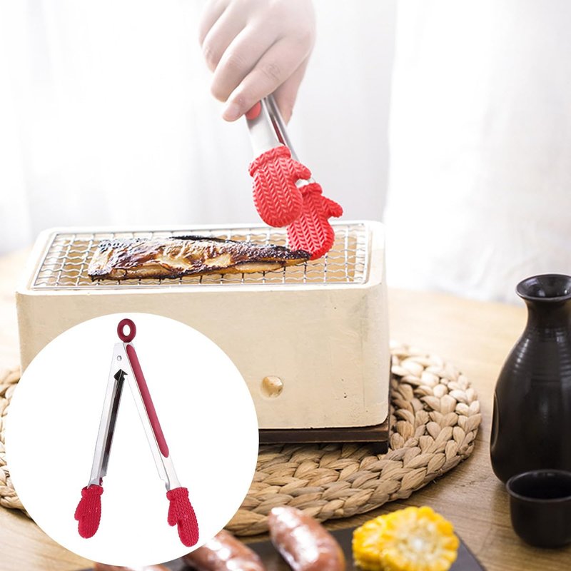Hemoton Christmas Silicone Tongs,Kitchen Tongs for Cooking Non Stick Cooking Kitchen with Silicone Tips Stainless Steel Food Serving for Grill, Baking,Salad,BBQ,for Xmas Party