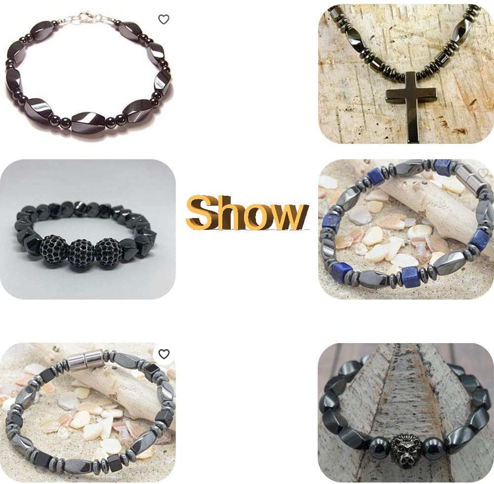 HAAMIIQII 160pcs 8mm Natural Black Hematite Loose Gemstone Beads Rondelle Shape Spacer Stone Beads for Jewelry Making DIY Bracelets Necklaces Crafting