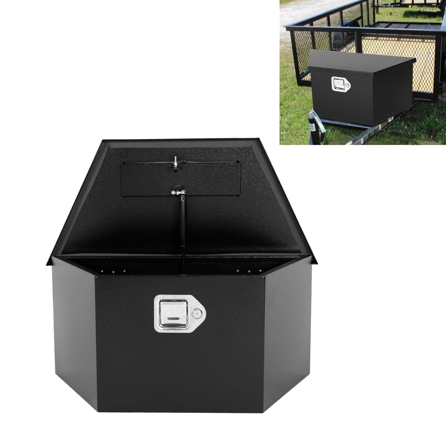 COOLBAG Trailer Tongue Tool Box, Steel Storage Truck Tool Box,26.6 x 13.6 x 11.9 Tool Chest Organizer w/Lock and Keys For Pickup,Truck Bed, RV, Trailer,Heavy Duty Waterproof Black box