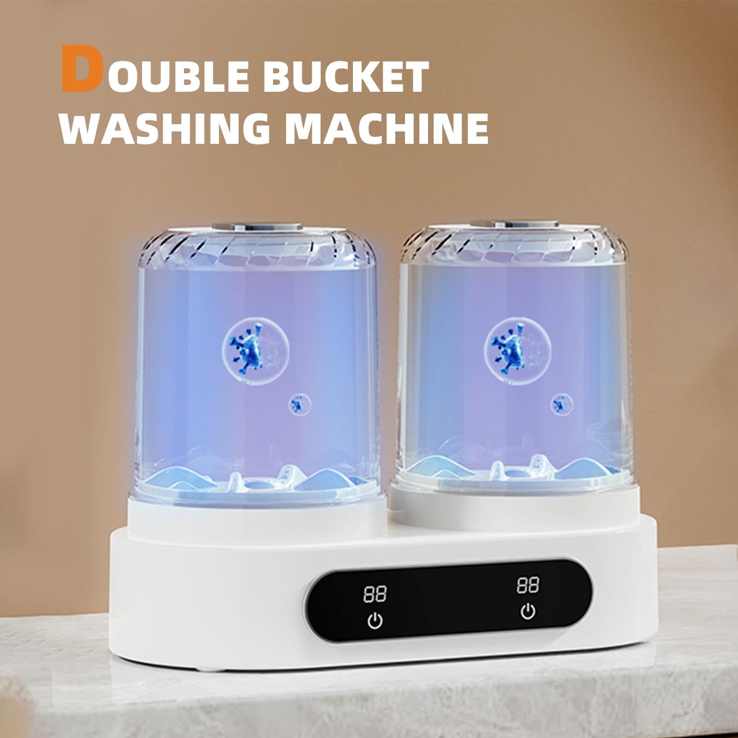 Underwear Washer, Mini Washing Machine 2L Portable Washer with Digital Timer Display for Socks, Saliva towels, Suitable for Apartments, Hotels, Travel and Gift (Single cup)