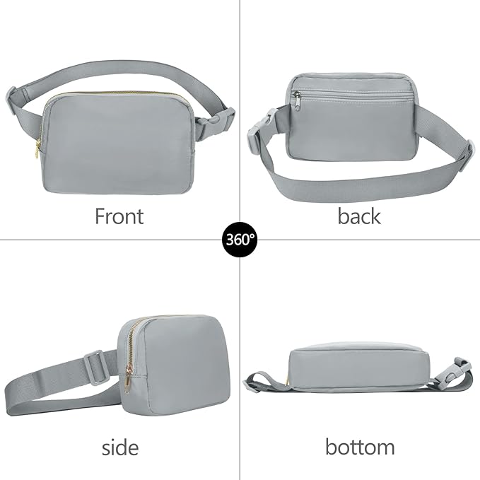 VOROLO Fanny Pack For Women And Men Crossbody Bag Belt Bag with Adjustable Strap Graduation Gifts Light Grey