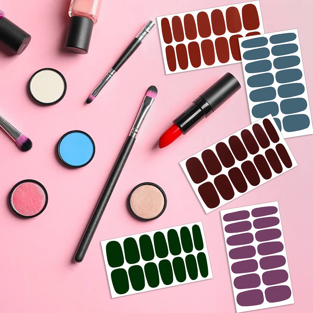 JERCLITY 560 Pieces 40 Sheets Dark Solid Color Nail Polish Strips Retro Nail Wraps for Short Nails with Nail File Self-Adhesive Punk Rock Style Nail Stickers Full Nail Wraps for Women Girls Nail Art