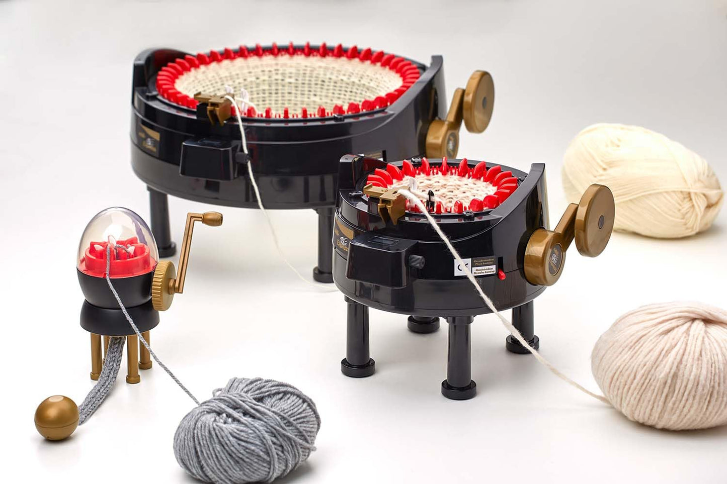 Addi Express King Size Knitting Machine, 46 Needle Round Loom with Row Counter and Hand Crank, Black, 17.7 Inch Flat Panel Width