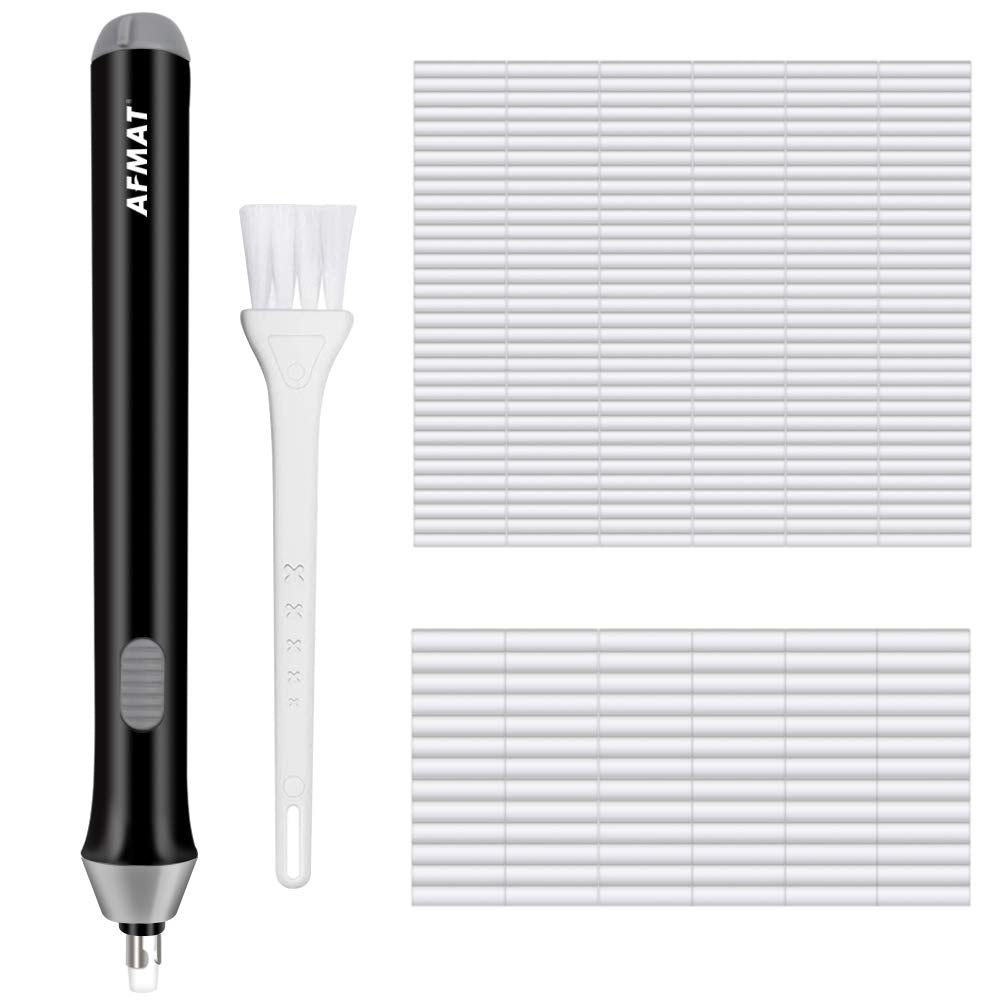 AFMAT Battery Operated Pencil Eraser for Sketching Pencils/Drafting/Drawing/Graphite Pencils, Couture Creations Creative Detailer Tool, AFMAT Electric Eraser Kit for Artists, 140 Refills EEB01