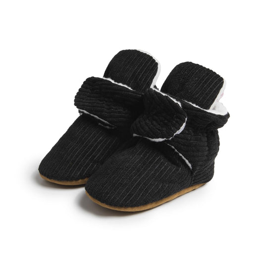 HsdsBebe Unisex Newborn Baby Cotton Booties Non-Slip Sole for Toddler Boys Girls Infant Winter Warm Fleece Cozy Socks Shoes