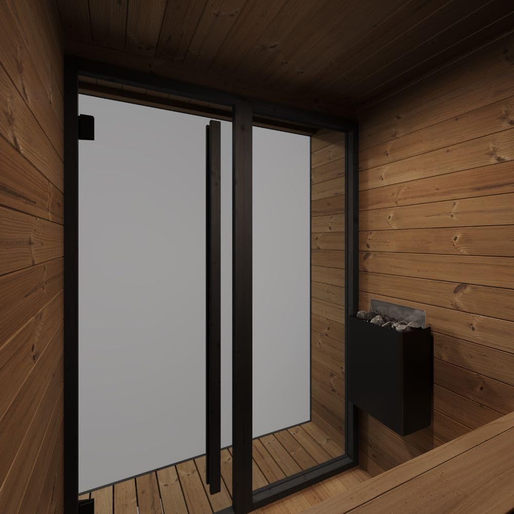 saunalife GL4 Outdoor Sauna Kit, Garden Luxury-Series Outdoor DIY Sauna Kit, Thermo-Spruce, up to 4 Persons Bundles (Sauna Heater and Sauna Stones Included) (HIVE MINI 6 WiFi - Glass)