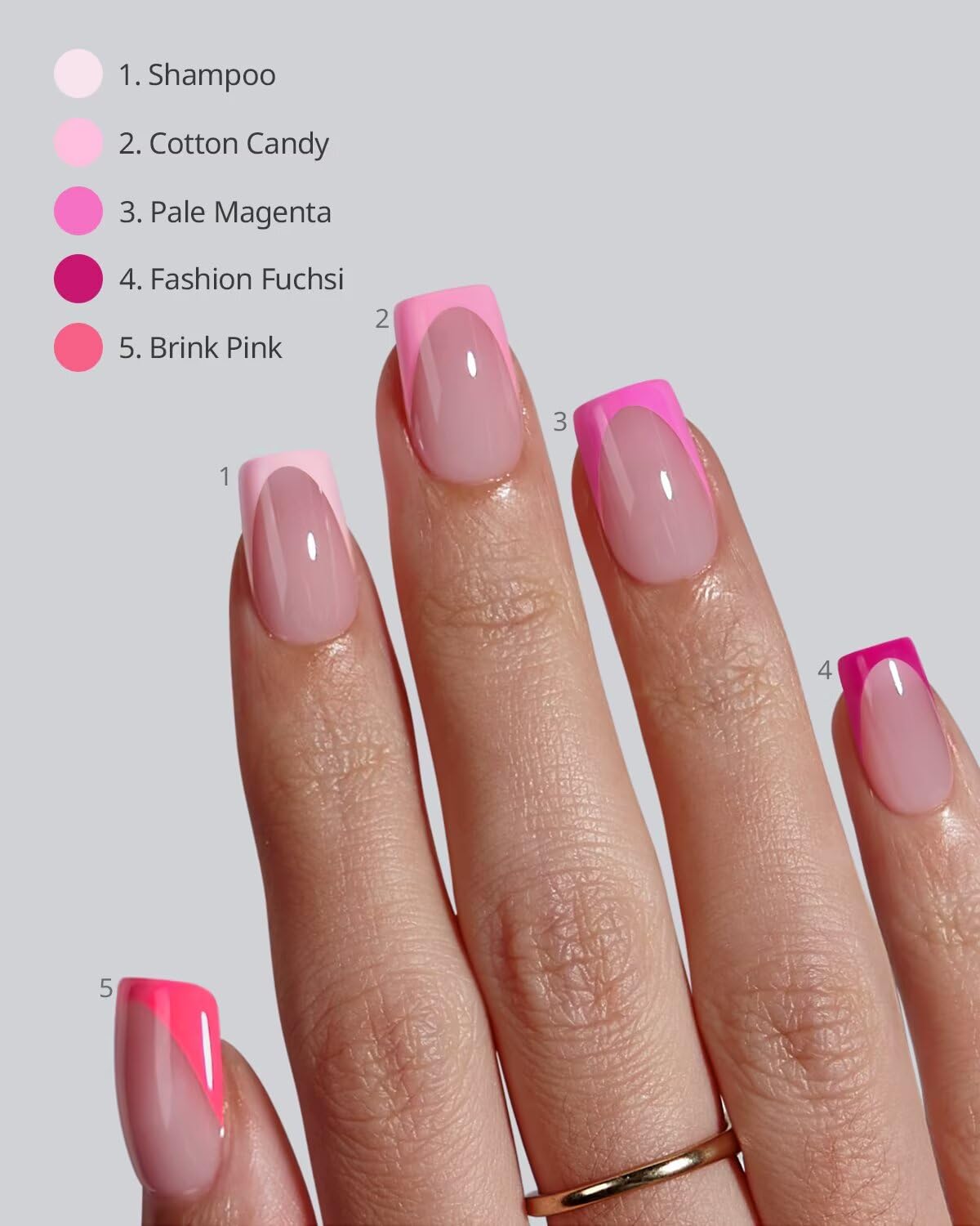 BTArtboxnails French Tip Press On Nails - Pink Short Square Press On Nails, Soft Gel Nail Tips, 160Pcs Soak Off Acrylic Fake Nail Extension in 16 Sizes