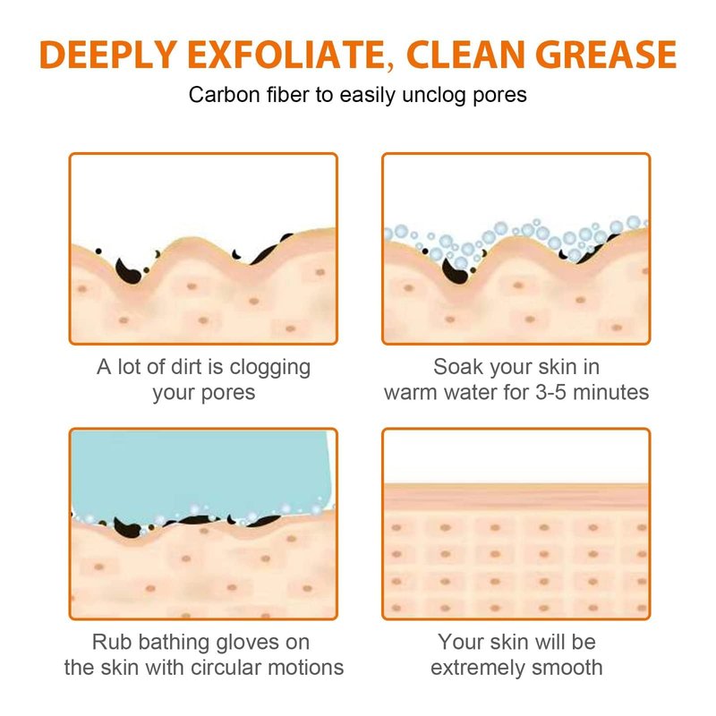 Exfoliating Gloves 2 Pcs, Exfoliating Body Scrubber for Bath Shower Exfoliation, Body Scrub Exfoliator Loofah Sponge for Dead Skin Remover, Korean Exfoliating Mitt (Green)