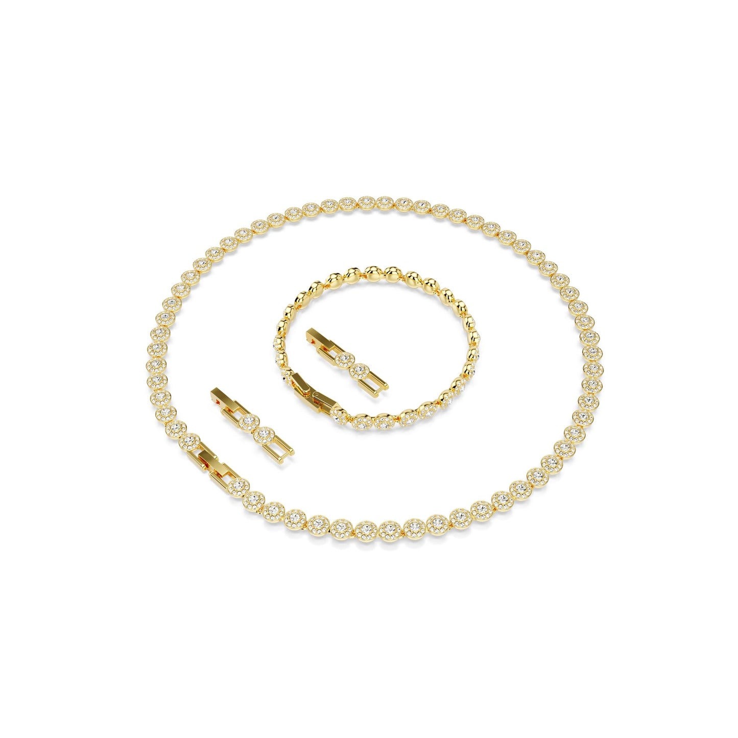 Swarovski Una Angelic set, Round cut, clear, Gold-tone finish