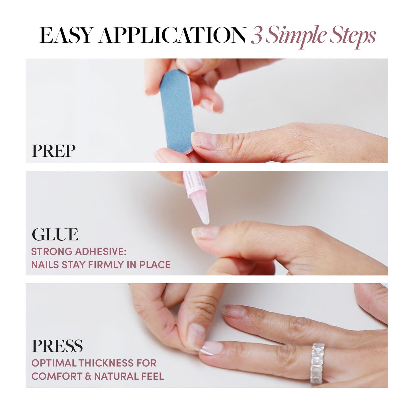 Glamnetic Press On Nails - Midnight Romance | Short Squoval Black Fake Nails with Magnetic Cat-Eye Design & Finish, Salon Quality | 15 Sizes - 30 Nail Kit with Glue
