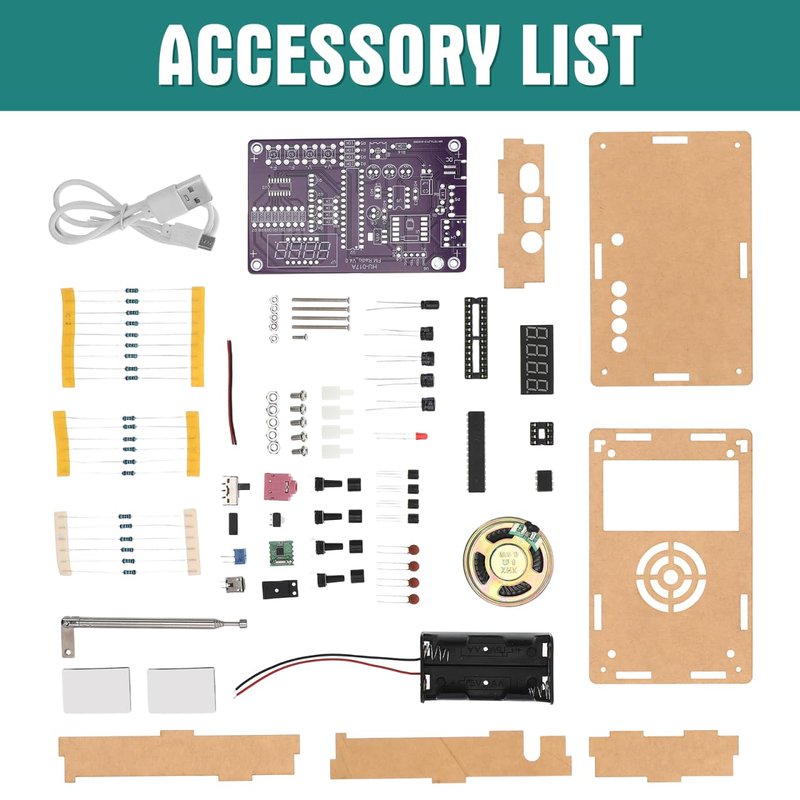 GLEAVI Radio Assembly Kit Diy Electronics Soldering Practice Kit with Fm Circuit Board and Plastic Case 4.21X2.75X0.90In for Beginner Electronic Projects and Stem Learning