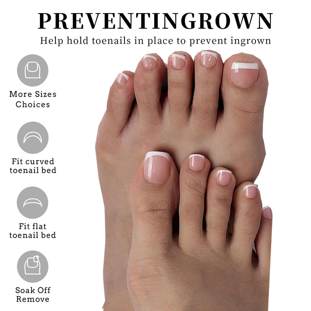 SWRITATSK Toe Nail Tips,French Press On Toenails For Women,120Pcs Press On Nails,Square Toe Nail Press Ons Toe Nails,12 Size French Nude Wearable Full Cover Fake Toenails,False Nails Gel Toe Nails
