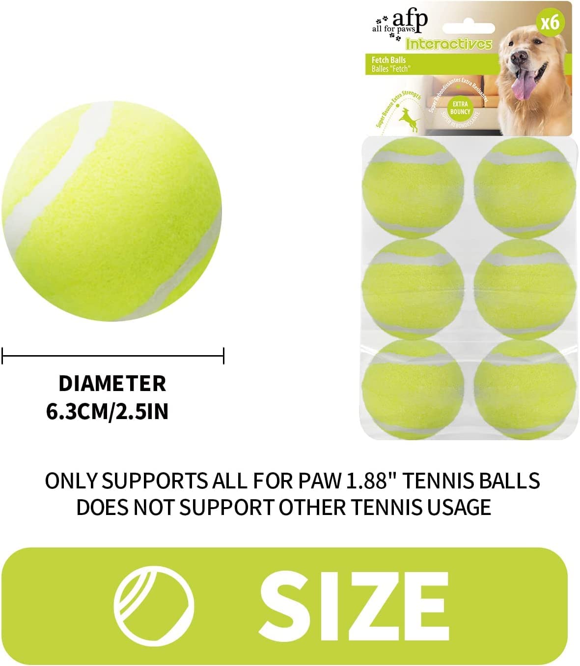 ALL FOR PAWS Automatic Ball Launcher for Dogs Interactive Puppy Pet Ball Outdoor Thrower Fetch Machine, 6 Balls Included (2.5 inch) + Six Tennis Balls Bundle