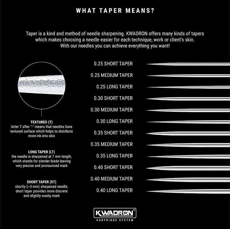 Kwadron Tattoo Needle Cartridge, Box of 20, Curved Mag Shaders #10 Long Taper - 15 Curved Mag #10 Long Taper - 30/15SEMLT
