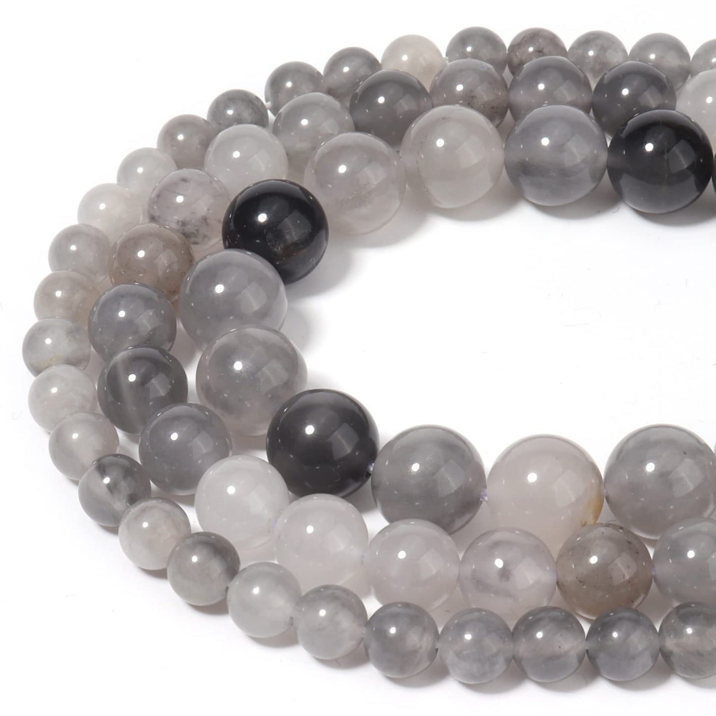 35pcs 10mm Natural Cloudy Quartz Crystal Gemstone Beads Energy Healing Crystal Round Loose Stone Beads for Jewelry Making, DIY Bracelets Necklaces
