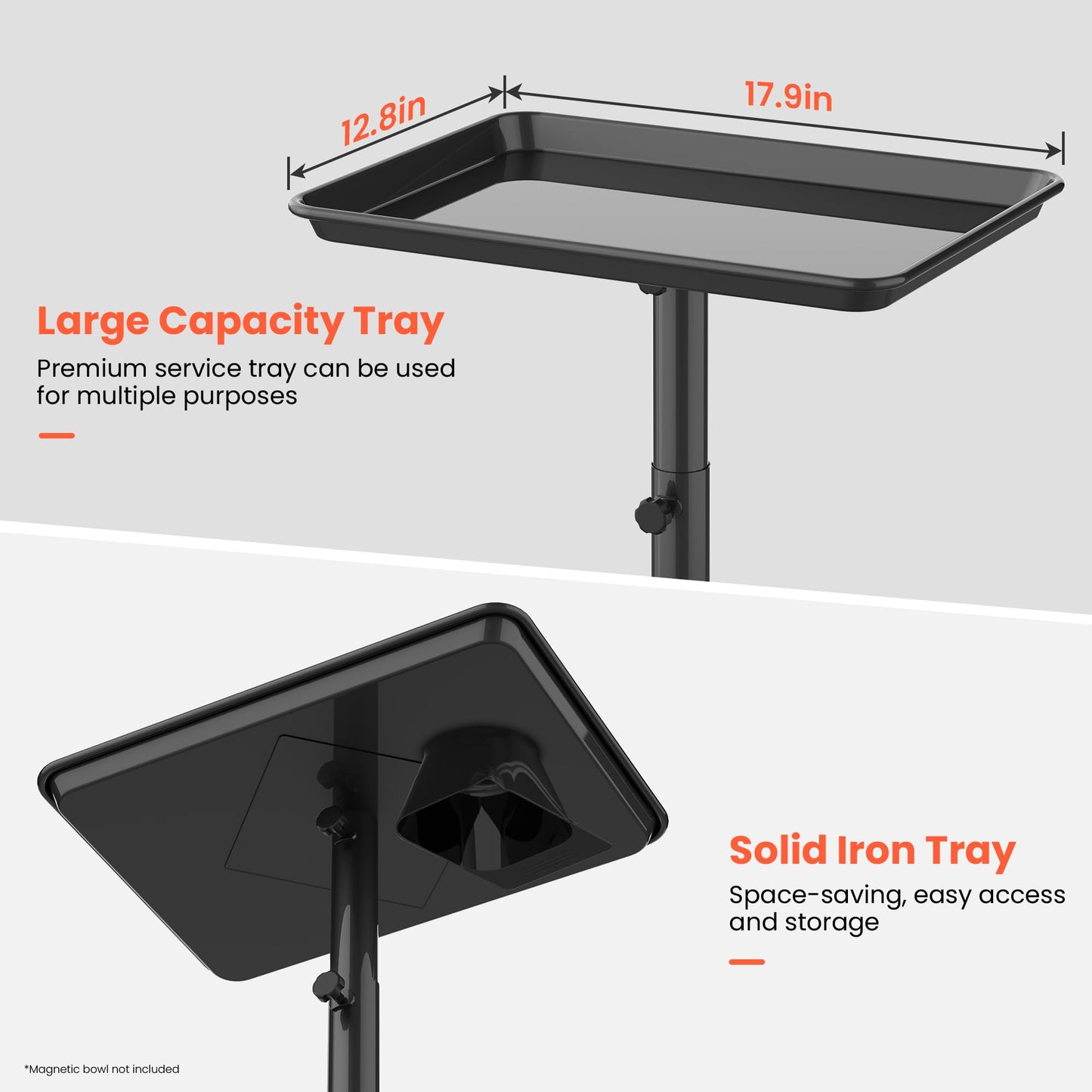 TASALON Salon Tray on Wheels: Premium, Adjustable Height
