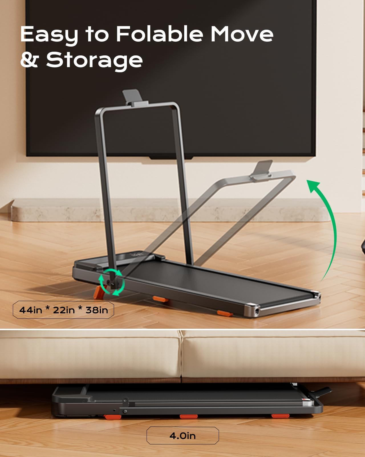 TREAFLOW Walking Pad,Treadmill with Incline for Home Office, 2.5HP Portable Under Desk Treadmill with 265 Lbs Capacity,Remote Control, Led Display, Light Black