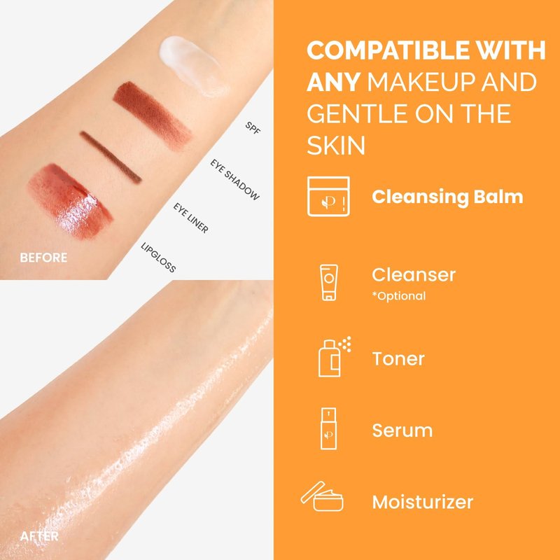 PLANTIFIQUE Korean Cleansing Balm Makeup Remover with Mango & Papaya Extracts, Hyaluronic Acid and Ceramide - Nourishing Melting Cleanser for All Skin Types 1.41 oz / 40 g