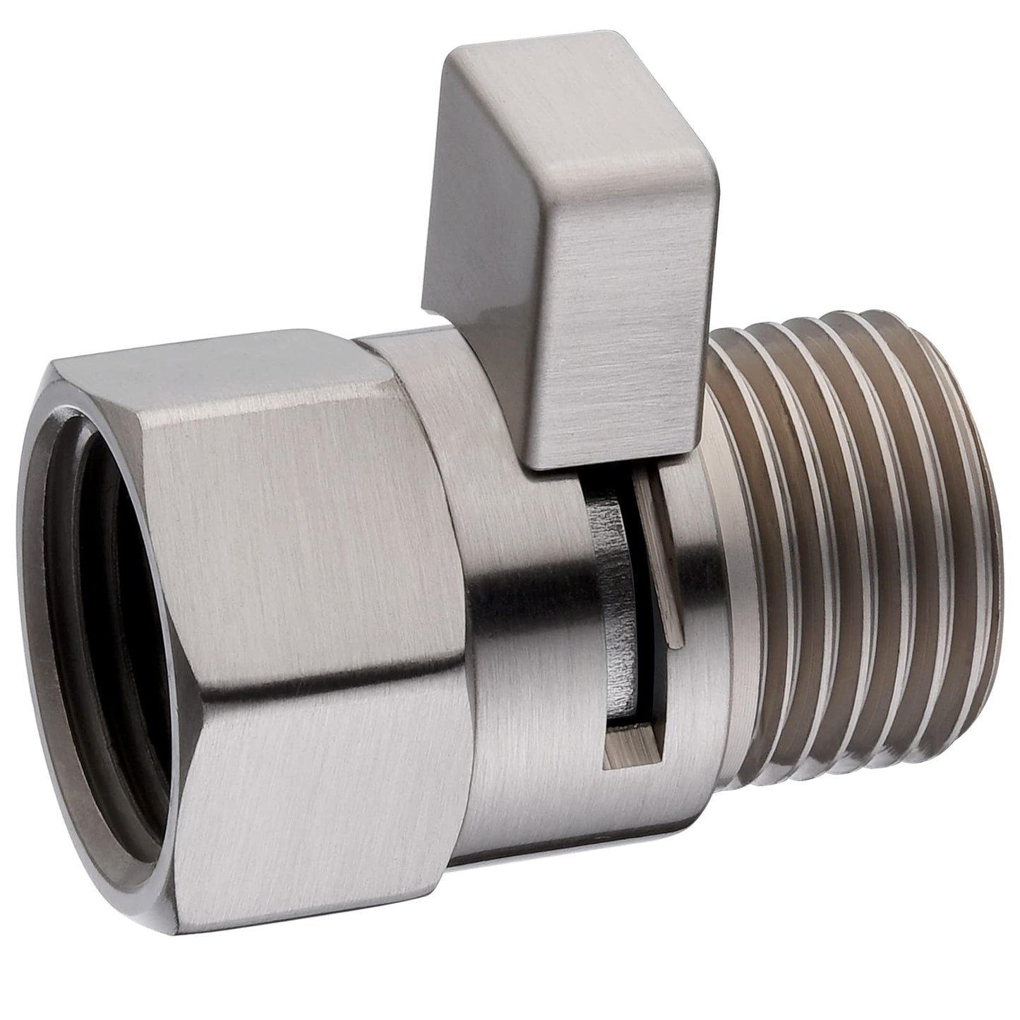 BRIGHT SHOWERS Water Flow Control Valve, Brass Shower Valve with Handle Lever, Flow Regulator Water-Saver Volume, Brushed Nickel