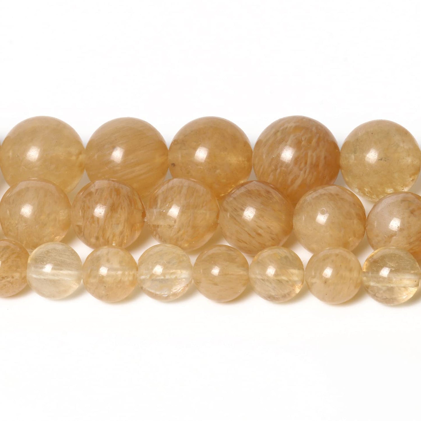 60pcs 6mm Natural Stone Beads Gold Rutilated Quartz Beads Energy Crystal Power Gemstone for Jewelry Making, DIY Bracelet Necklace