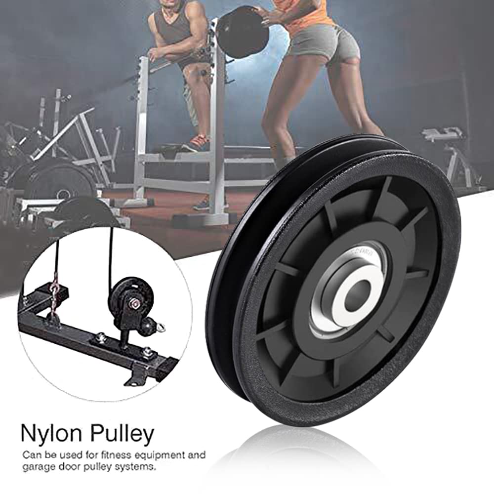 Tempsnow 8Pcs 3.5" Nylon Bearing Pulley Wheel Replacement for Gym Equipment Part Cable Machine Universal Wear-Proof Nylon Pulley System Gym Attachments"