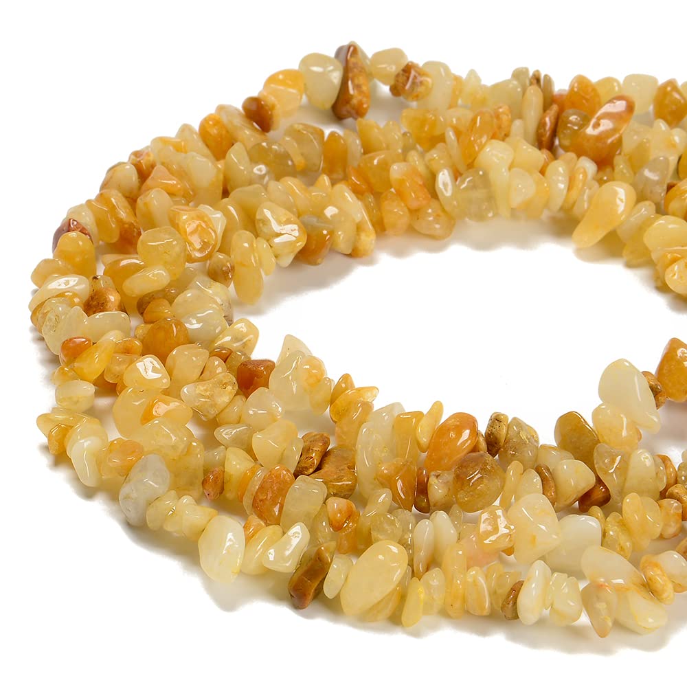 PLTbeads 7-8mm Natural Yellow Aventurine Gemstone Chips Beads Healing Crystals Waist Bracelets Necklace Kit Irregular Stone DIY Crafts Design Jewelry Making