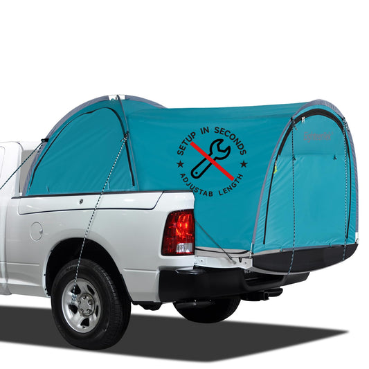 EighteenTek Adjustable Pickup Truck Tent Pop Up, Waterproof PU2000mm Spacious and Full Size Double Layer Length Adjust for 6-8.8 FT Truck Bed Tent for 4 Person Portable Pick Up Tent for Camping
