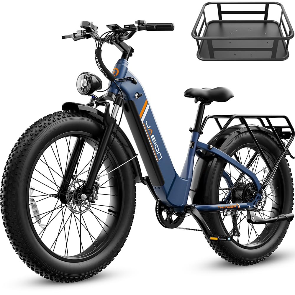 Jasion Thunder Electric Bike for Adults,1800W Peak,26''x 4''Fat Tire E Bikes,80 Miles with 864Wh Removable Battery Ebike, 30+MPH Max Speed Bicycles,Hydraulic Brakes,Front Suspension