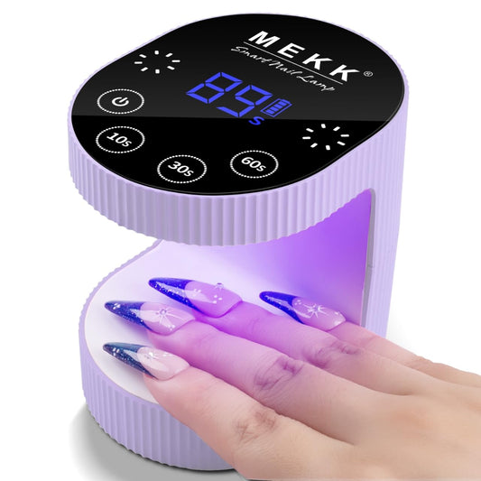 MEKK Cordless Mini UV Light for Gel Nails - 24W Rechargeable Mini UV LED Nail Lamp with Touch Control & Auto Sensor,Small Flash Cure Lamp,4 Timers,Portable Nail Light for Tavel & Home Use-Purple