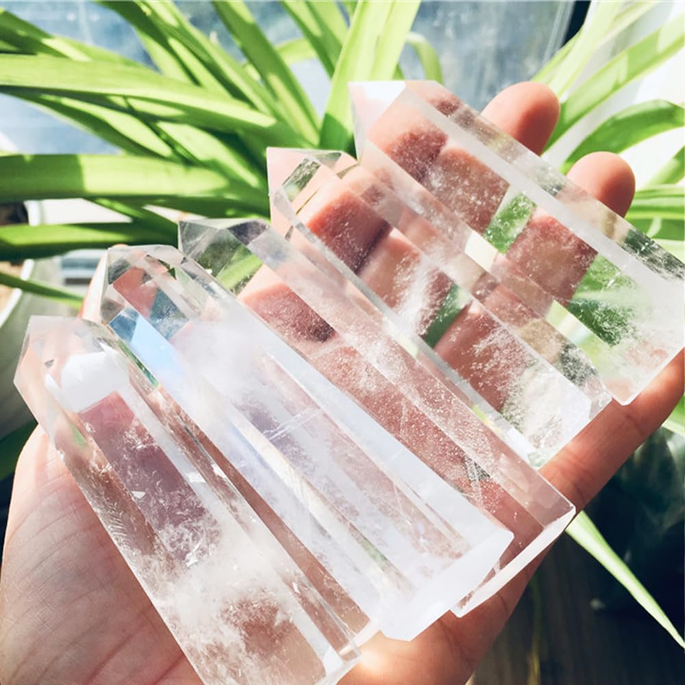 Natural Stone and Crystals Point Wand Reiki Healing Stone Rose Quartz Amethyst Home Decor Mineral Stones Crafts (5.9inch Wand White Smelting Stone)