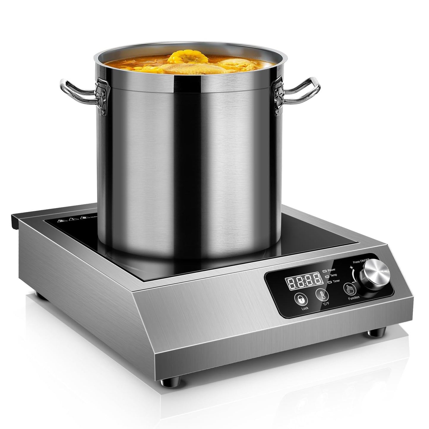 Zomagas 1800W Commercial Induction Cooktop: Features 10-Level Precision Power Control and Low-Noise Cooling for Home Chefs and Party Catering,With Knob and LCD Screen