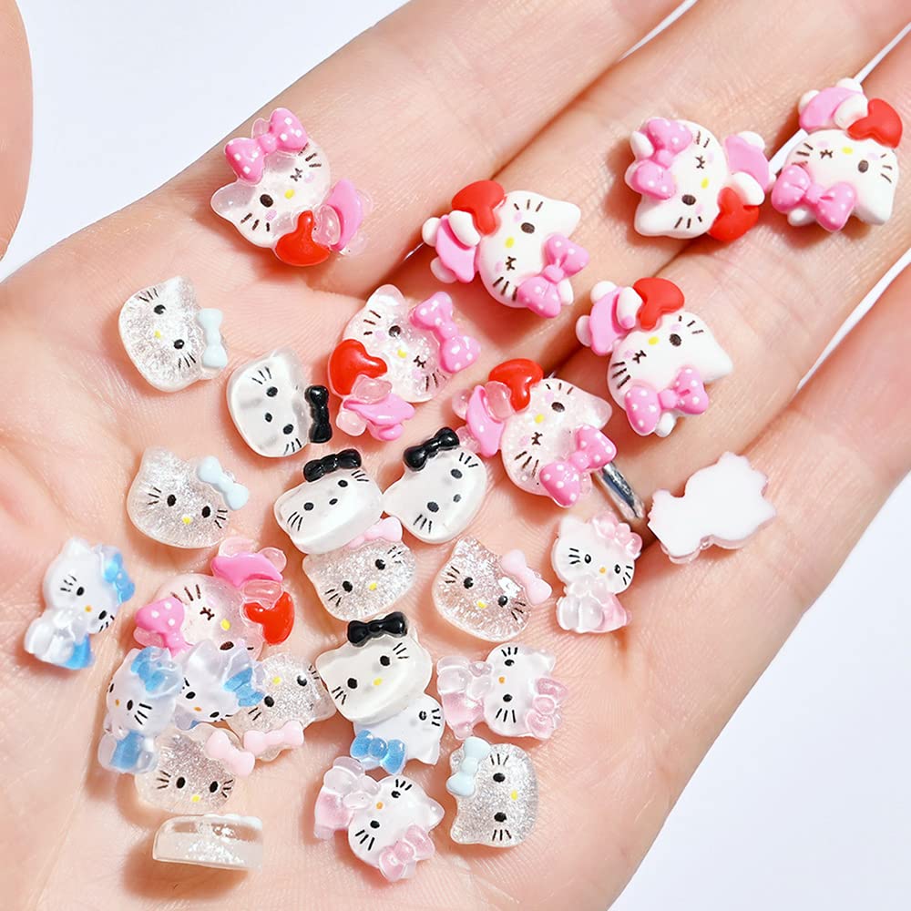 40 Pcs Cute Nail Charms for Acrylic Nails Resin Design Cartoon Nail Rhinestone Anime Kawaii Nail Charms Cute Nail Jewelry Accessories DIY Craft Phone Case Decoration 0.55 * 0.43 inch