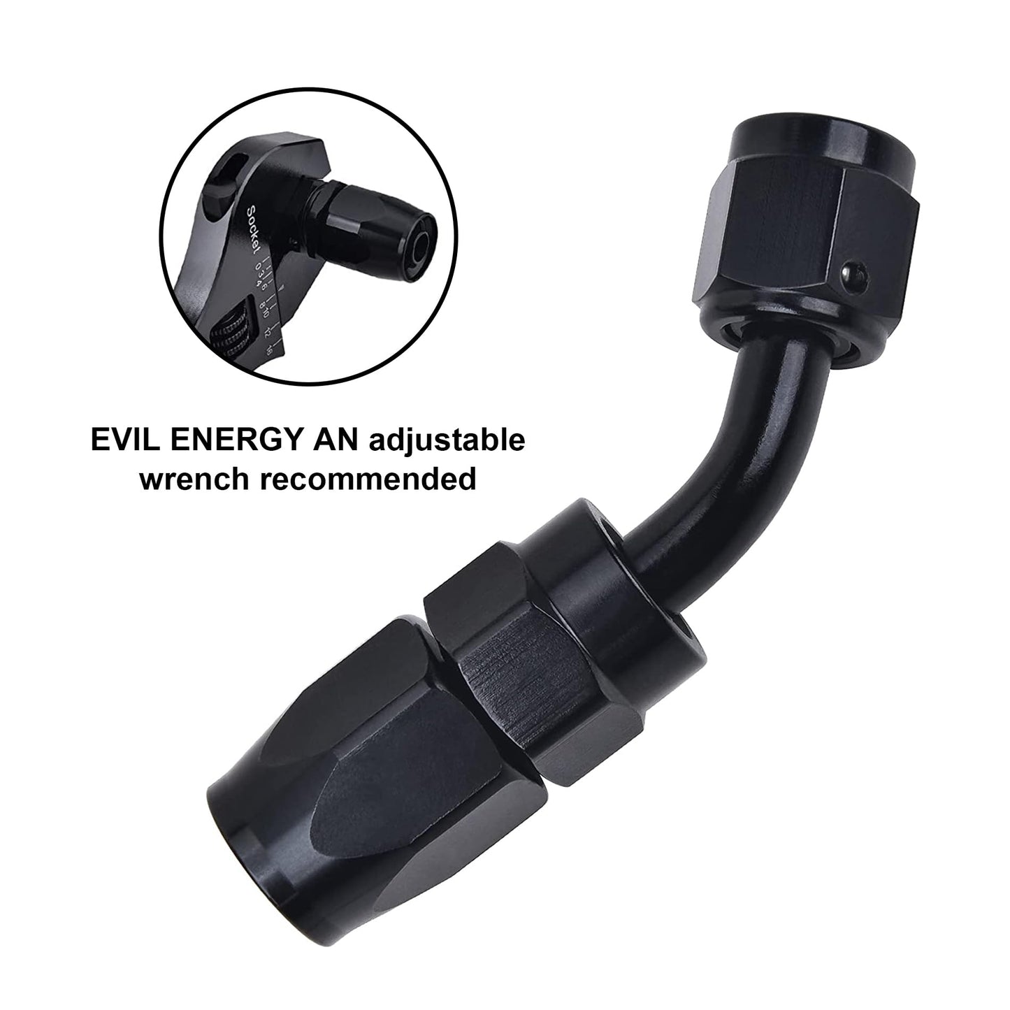 EVIL ENERGY 6AN Hose End Fitting 45 Degree Swivel for CPE Braided Hose Black 4PCS