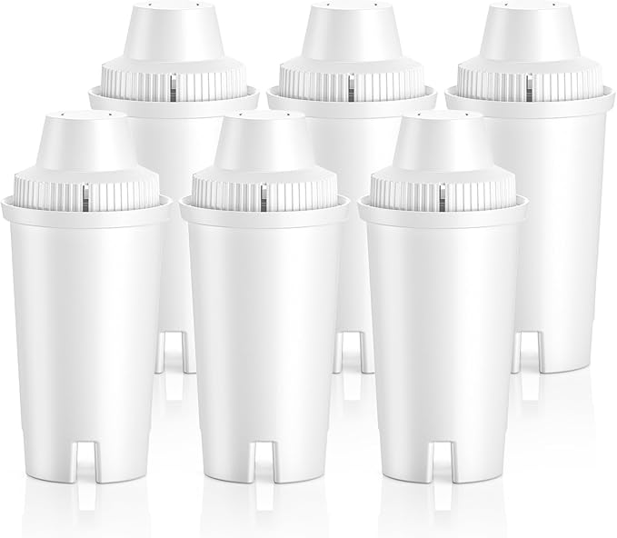 6 Pack Replacement for BritaÂ® Water Filter Pitchers and Dispensers, Classic OB03, MaveaÂ® 107007 35557, Metro, Everyday, UltraMax, BPA-Free & NSF Certified, 1 Year Filter Supply