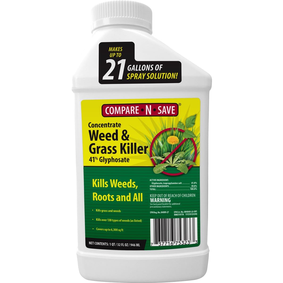 Compare-N-Save Concentrate Glyphosate Concentrate Grass & Weed Killer Herbicide, 32-Ounce